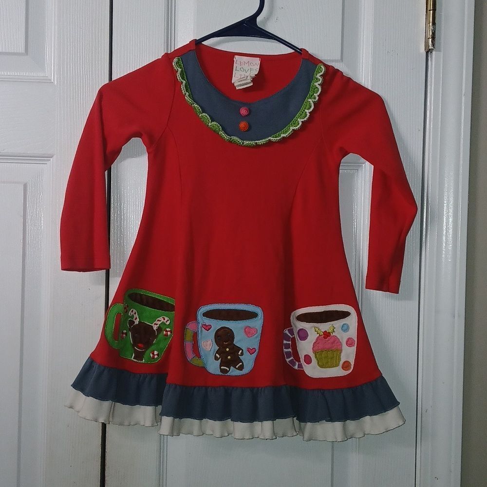 Lemon Loves Lime red winter holiday Christmas Mugs  Sz 5 years NWOT